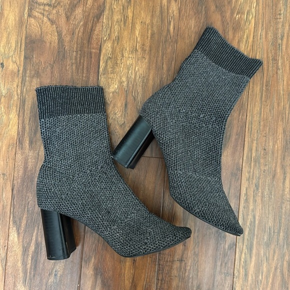 Zara Black and Silver Knit Sock Boots Size 37 - Picture 8 of 8
